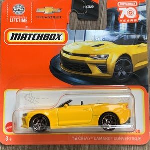 2016 Chevy Camaro Convertible Yellow Car Chevrolet 70 Years Matchbox New Mattel